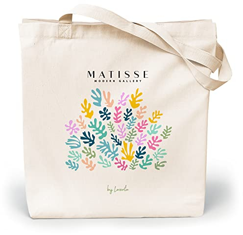 Loxato Stoffbeutel Bedruckt - Stofftasche - Baumwolltasche Bedruckt 100% B35 x H42 x T8 cm - Tragetasche Canvas-Stoff 220 g/m2 - Jutebeutel - Einkaufstasche Lange Henkel 70cm - Einkaufsbeutel