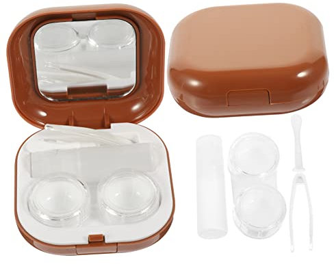 PLAFOPE 2sets Travel Small Cosmetic Container for Daily Eye Contacts Storage Case Mirror