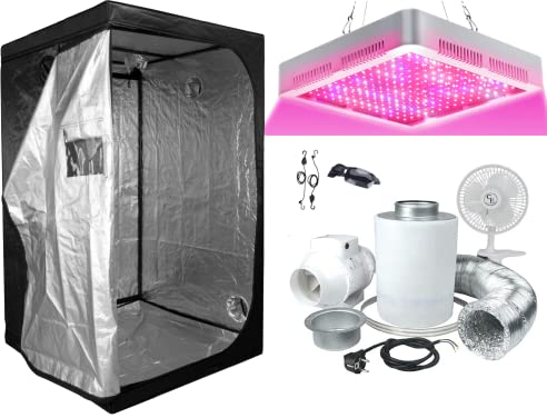 SUPACROP Pack Chambre de Culture LED 2000W Full Spectrum - 40x40x120cm / 60x60x140cm / 80x80x160cm au Choix. Kit Box Complet LED avec Switch, Timer, Extracteur d'air, Filtre à Charbon