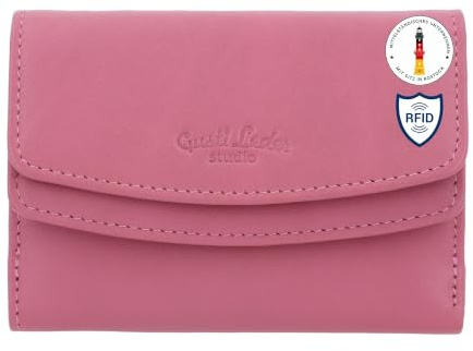 Gusti Geldbörse Leder -Asmund Damen Geldbörse Portemonnaie Brieftasche Geldbeutel Vintage Pink Leder