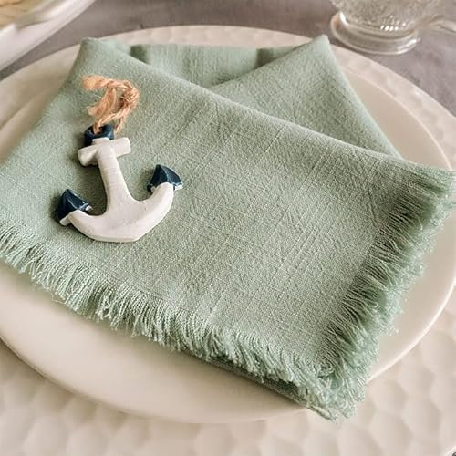 6 Stück Stoffservietten-Leinenservietten Boho Stoff Serviette aus Musslin Waschbare und Wiederverwendbare Tischservietten für Hotel,Mittagessen,Restaurant,Hochzeiten,Veranstaltungen Party -hellgrün