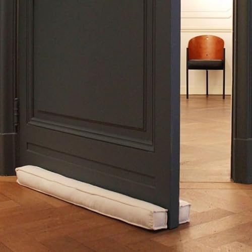 Rori Doppel Zugluftstopper für Türen 80cm - Türluftstopper für Schutz - Türbodendichtung Beige - Zugstopper vor Zug und Lärm - Quadratischer Draft Stopper - Verschiedene Größen