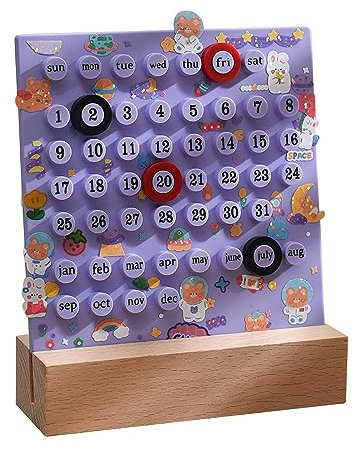 Yooghuge Creative Time Permanenter Tischkalender Manueller Acryl Schreibtischkalender Heimdekoration 3 Ringe Aufkleber Datum Aufzeichnung Geschenk Acryl Kalender