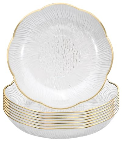 Salatteller aus transparentem weißem Acryl, 15,2 cm, 8 Stück, kleine Dessertteller, runde Küchenteller, Vorspeisenteller, flache Schüssel, Teller für Restaurant, Mittagessen, Snacks, Brot, Obstparty