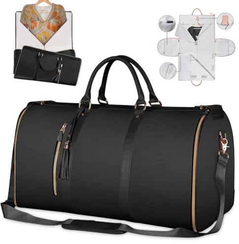 Fouvin Reisetasche Foldybag Schwarz, wasserdichte Organizer-Reisetasche mit großem Fassungsvermögen, PU-Material Carry-on Foldy Bag, umwandelbarer Handgepäck