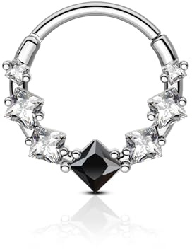 Agrewd Septum Piercing Schmuck 16G Schmuck für Daith Piercing Septum Ring Silber Zirkon Ohrringe Daith Helix Edelstahl 316L Clicker Septum für Frauen Männer