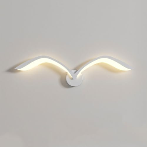 AoLa LED Wandleuchte Innen Warmes Licht Wandlampe 9W weiß kreative Möwe Nachttischlampe, Metall Material Acryl Lampenschirm Wand dekorative Lampe für Schlafzimmer Wohnzimmer Korridor Hintergrund