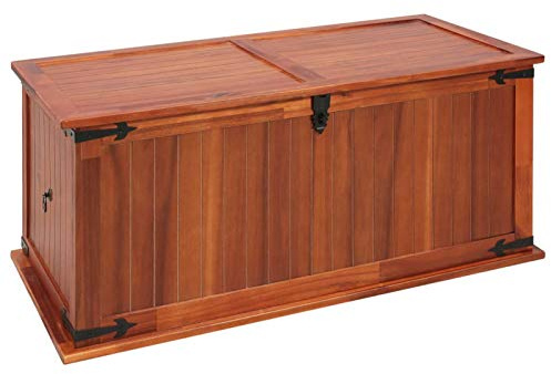 Iiaky Coffre de Rangement 79x34x32 cm Bois d'acacia Solide,Boîte De Rangement De Jardin,Coffre De Stockage,Boîte De Stockage