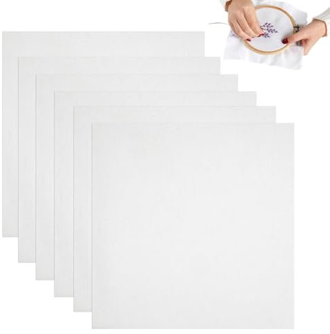 6 Stück Aida Stoff zum Sticken, 50x50 cm Embroidery Fabric Linen, Weiß Baumwolle Cross Stitch Fabric für DIY Basteln und Nähen