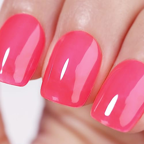 Ozzeal Jelly Gel Nail Polish,15ML Hot Pink Jelly Nail Polish Gel Translucent Sheer Spring Summer Nail Gel Polish Soak off UV LED Light for Nail Art DIY Manicure