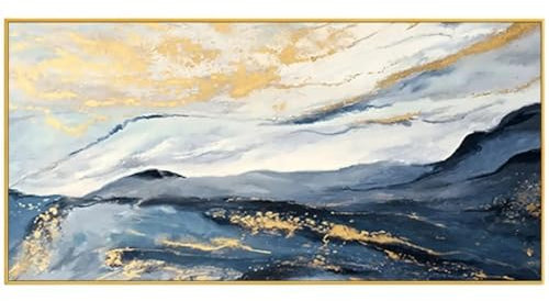 LMYCHENG Abstraktes handgemaltes Ölgemälde „Fließende Wolken, Meer“, Poster, Drucke, Blattgold, Wandkunst, Bild für Wohnzimmer, Dekoration, Wandbild, 55 x 110 cm, rahmenlos
