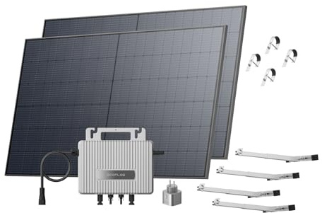 ECOFLOW STREAM Balkonkraftwerk mit Halterung (Balkon) 0% VAT, 800 W Mikrowechselrichter, 2 × 520 W PV Solarpanels, WLAN & App-Steuerung für Balkon