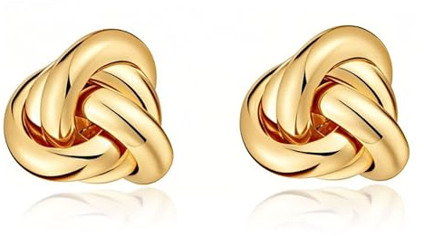 Goldene Ohrringe Damen, Knoten Goldene Ohrringe, Vintage Statement Ohrring, Dangle Ohrring Damen, Knoten Tropfen, Mode Schmuck Geschenk für Damen (A)
