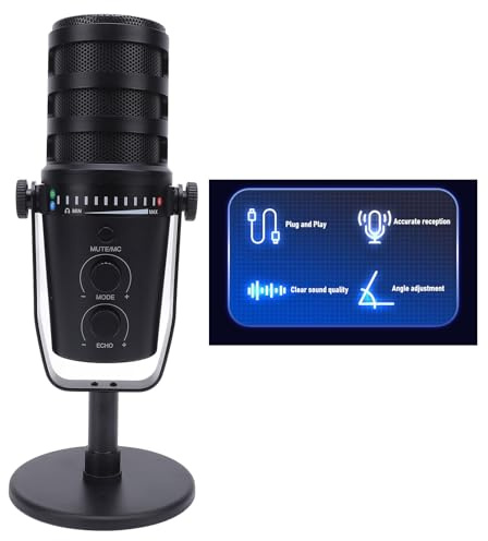 Microphone Cardioïde USB/XLR Multi-fonction Dynamique avec Support Réglable pour L'enregistrement en Direct, le Podcasting, le Jeu, la Carte Son de Support, le Mélangeur,