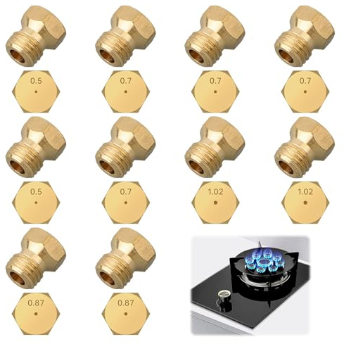 Gicleur Gaz Butane,10 Pcs Gicleur Gaz de Ville,Butane Universels Jets pour Plaque de Cuisson au Naturel GPL (2×0.5mm, 4×0.7mm, 2×0.87mm, 2×1.02mm)