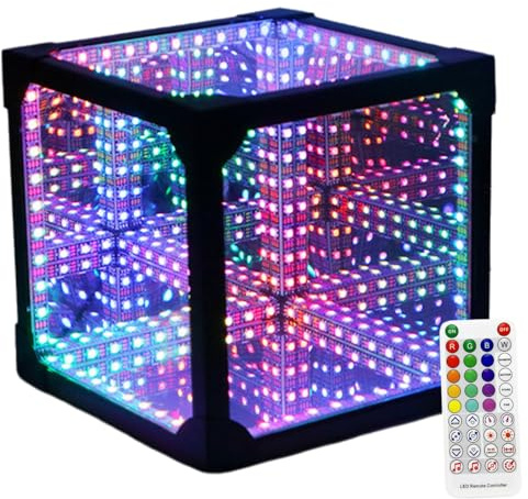 Lampada cubo a Specchio a sfioro 3D - Luce LED RGB da 20 cm, Controllo remoto e App, 200 modalità, Suono reattivo, Luce Notturna USB per Camera da Letto, Soggiorno, Festa