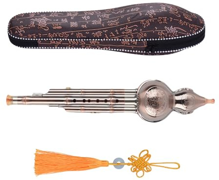 Mtlavishness Dreiton-Hulusi-flöte in C-Tonart, hochwertiges Aluminium mit kupferbeschichteten Rohren, ideal für Anfänger und Musik-Laien, traditionelles chinesisches Instrument,