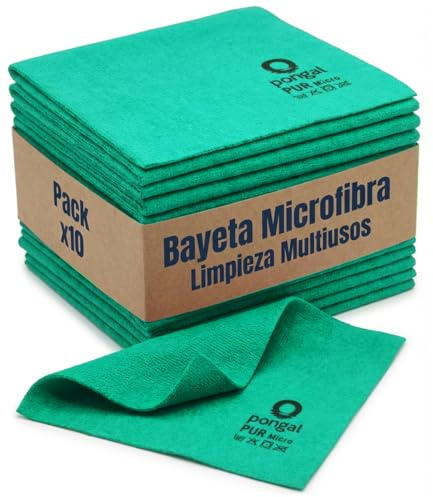Pongal Bayetas Microfibra Ultra Absorbentes Multiusos Limpieza Profesional Vidrios Cocina Coches Hogar Sin Pelusas Secado Rápido Reutilizables Resistencia Alta Pack 10 Unidades Colores Surtidos