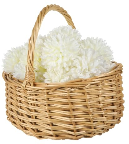 iplusmile Handheld Rattan Easter Flower Basket Woven Multipurpose Storage Holder for Eggs Kitchen and Green Plants with Craftsmanship