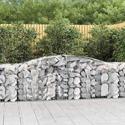 HaoChrymec Gabbioni da Giardino, in Ferro Zincato con Design Ad Arco, Gabbioni Metallici, Recinzioni da Giardino, per Cortile e Terrazzo, Colore Argento, 400x50x80/100 cm