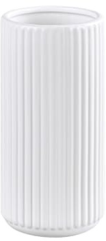 Ekirlin 15 CM White Ceramic Flower Vase for Pampas Grass, 6 inch Small Decorative Centerpiece Ribbed Vase for Dining Table, Office Desktop, Shelf Bookshelf, Mantel, Entryway, Bathroom, Farmhouse, Gift