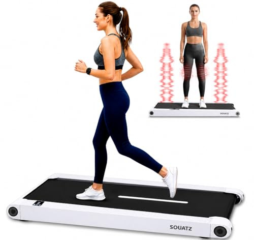 Squatz Cinta de Andar y Correr, Caminadora 2 en 1, Pad de Caminata y Barra de Sujecion con Placas de Vibracion, Pantalla LED, Soporte para Dispositivo, Mando a Distancia, Fitness en Casa u Oficina