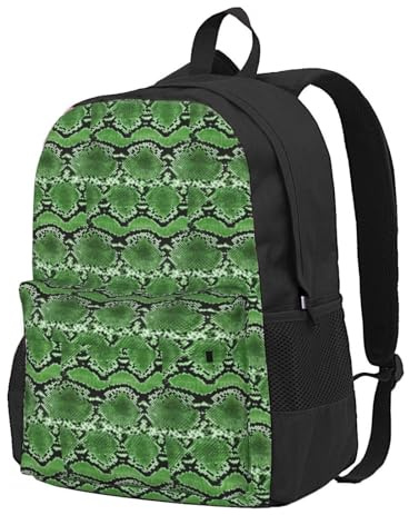 PPHGUT Mochila de gran capacidad con estampado de piel de serpiente verde para adultos, resistente al agua, para amantes del aire libre