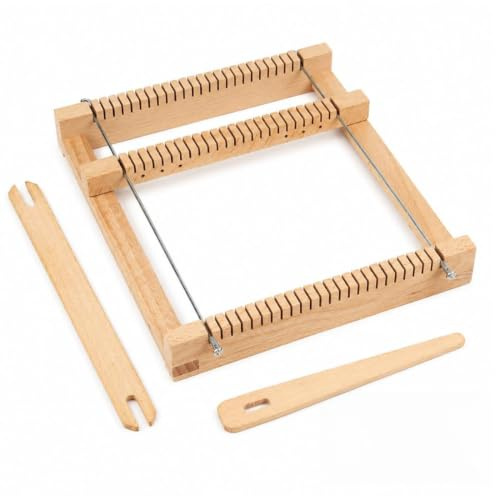 Webrahmen Kinder ab 4 Weben für Kinder Webstuhl Schulwebrahmen aus Holz 22 x 19 cm Webrahmen Set mit Webschiffchen Garn für Schüler und Anfänger
