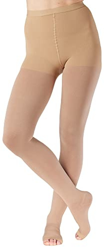 ABSOLUTE SUPPORT Compression Pantyhose for Women Circulation 20-30mmHg - Opaque High Waist Graduated Support Stockings for Swelling, Post Surgery Recovery, Blood Clots - Beige, Medium - A214BE2