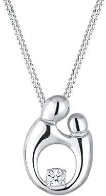 Elli DIAMONDS Halskette Damen Mutter Kind Elegant mit Diamant (0.03 ct.) in 925 Sterling Silber