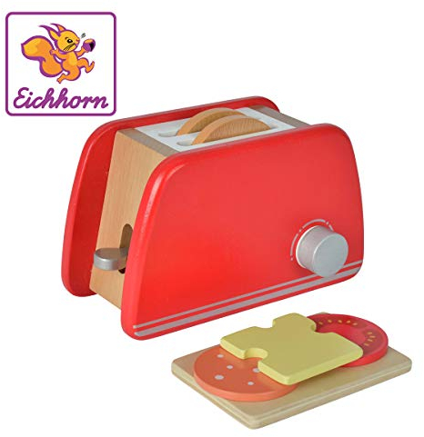 Eichhorn 100002487 - Toaster aus Holz mit Zubehör, 7-TLG., 11x19x11,5cm, Birkenholz