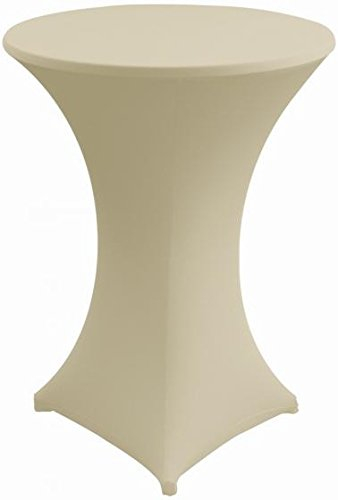 Gastro Uzal Stehtischhusse Stretch Set 2 teilig in Creme/Ecru 80-85 cm rund Tischhusse überwurf Bistrotischhussen