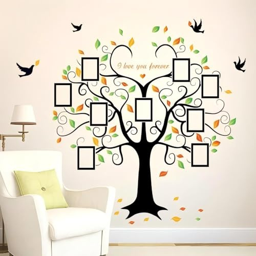 WandSticker4U®- XXL Pegatinas de Pared ÁRBOL de FOTOS grandes (160x204 cm) I vinilos decorativos árbol de la vida árbol genealógico familia hojas plantas I adhesivos pared salón dormitorio pasillo