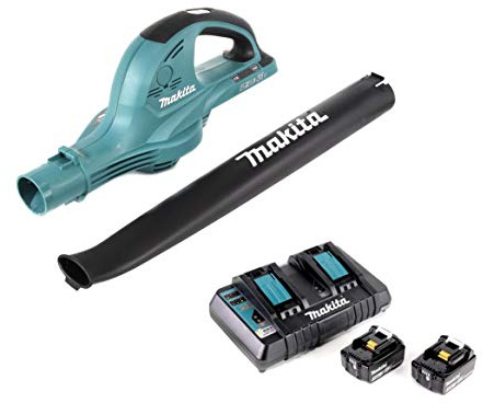 Makita DUB 361 PT 2x 18 V / 36 V Akku Laubbläser Gebläse + 2x Makita BL 1850 5 Ah / 5000 mAh Akku + Makita DC 18 RD 2-fach Ladegerät