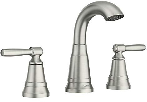 Moen Halle Spot Resist Nickel Widespread Traditional Bathroom Faucet with Drain Assembly for 3-Hole Applications, 84972SRN