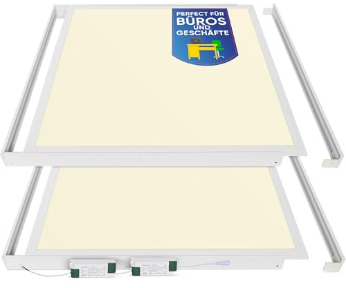 LECOM 2x LED Panel 62x62 Warmweiß 3000K CRI90 mit Rahmen für glatte Decken | LED Aufbauleuchte Warmweiß mit CRI90 - natürliche Farben und angenehme Atmosphäre in Hotel, Aufenthaltsraum, Empfangsbereich.