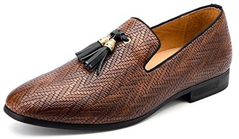 MEIJIANA Mockasiner Herr Loafers Bröllopsskor för Män Eleganta Loafers Komfort Vardagsskor Loafers Festskor, Brun-02, 41 EU (8 UK)