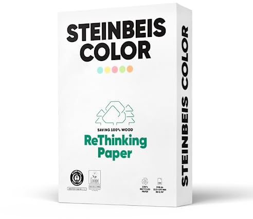 Steinbeis Color ReThinkingPaper Kopier-Papier DIN A4 Recycling-Papier 80 g/m², Drucker-Papier ISO 20494, Green, 5 x 500 Blatt C2601666080A