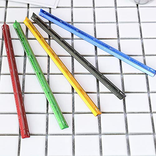 SEIWEI Metall-Lineal, dreieckig, 15 cm, Aluminium, 1:20, 1:25, 1:50, 1:75, 1:100, 1:125 (schwarz)