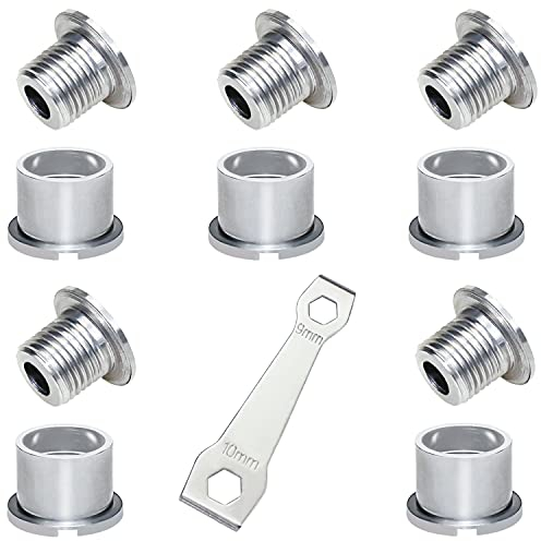QIQN Bulloni per Corona Viti per Corona Bici Doppia 7075 in Lega di Alluminio M8 Bulloni Corone a Manovella con Chiave per Bici da Corsa MTB e Bici da Strada Guarnitura (Silber)