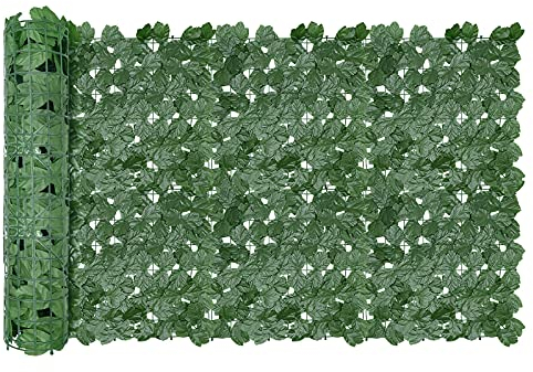 AGJIDSO Artificial Ivy Fence Screening, 3m x 1m (2 * 3x0.5m) Artificial Hedges Panels, Privacy Fence Screen for Garden, Balcony, Outdoor (Upgraded Maple Leaves)