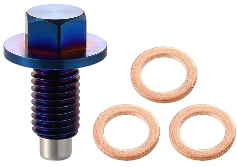X AUTOHAUX M12x1,75 Ölablassschraube mit Dichtring Ablassschraube Magnetische Ölwannenschraube Aluminiumlegierung Motorölwanne Blau