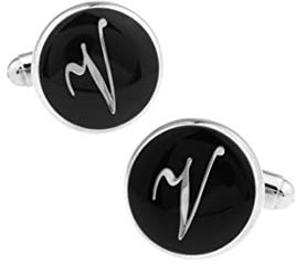 Manschettenknöpfe Buchstaben Schwarz, Manchettenknoepfe Gravur Kupfer Cufflinks Buchstabe V Schmuck Geschenk