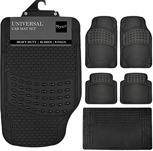 Nyxi 5 Piece Rubber Boot Mat (Front + Rear + Boot Mat 120cm X 80cm) Universal Non-Slip Deep Dish Heavy Duty for Cars SUV Truck and VAN, Water Proof, All Weather