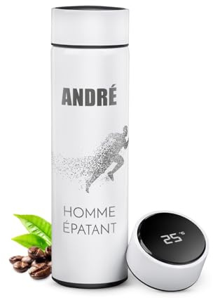 Maverton Mug isotherme personnalisé, Bouteille isotherme 450 ml | Avec gravure pour hommes, avec Affichage de température LED, pour anniversaire, pour lui, pour papa, Homme