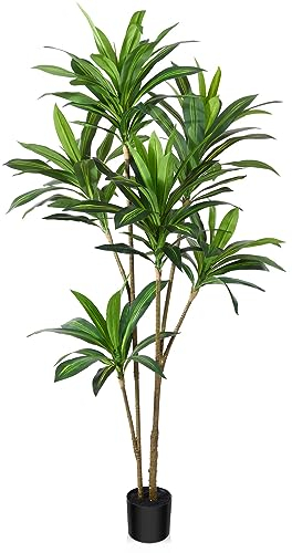 CROSOFMI künstlicher Drachenbaum 180cm künstliche Tropische Plastik Pflanze perfekte künstliche Pflanzen im Topf,Fake Plant deko für Wohnzimmer Balkon Schlafzimmer Büro Perfektes Einweihungsgeschenk