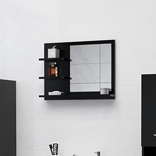 Rantry Badspiegel Schwarz 60x10,5x45 cm Holzwerkstoff Model805007