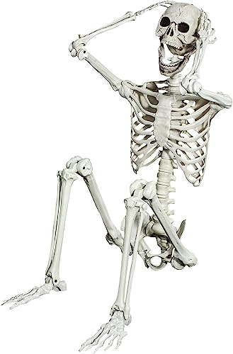 AOFOX 165CM realistische Skelett Ganzkörper Menschliche Formbare Knochen mit beweglichen Gelenken für Party Requisite Gruselige Spukhaus Rasen Hof Dekoration