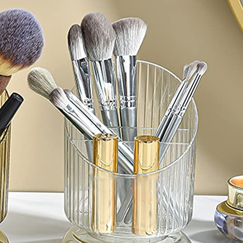 Tissting Zylinder Makeup Pinselhalter, Make Up Kosmetik Organizer 360°Drehbarer Pinsel Aufbewahrung Transparent Kosmetik Pinsel Halter Organizer für Zimmer Decor Frisiertisch