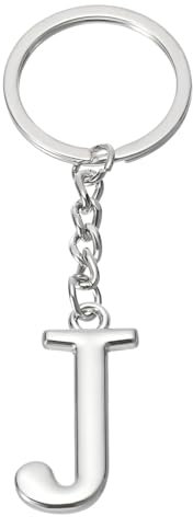 PATIKIL Silber Schlüsselanhänger Buchstabe J, Metall Buchstaben Anhänger mit Schlüsselringe, Anfangsbuchstaben Schlüssel Anhänger für Damen Herren Taschen Rucksack Autoschlüssel Dekoration